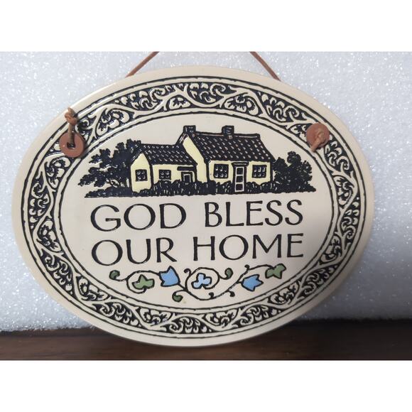 The Original Spooner Creek Designs God Bless Our Home Ceramic Wall Hanging 7.5" - Picture 2 of 3